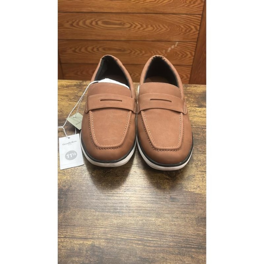 Goodfellow & Co Mens Kobi Penny Loafers Cognac Brown Memory Foam Shoes 11.5